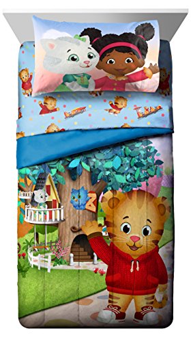 PBS Kids Daniel Tiger Treehouse Pals Twin Comforter, Blue/Green - Thumbnail 3
