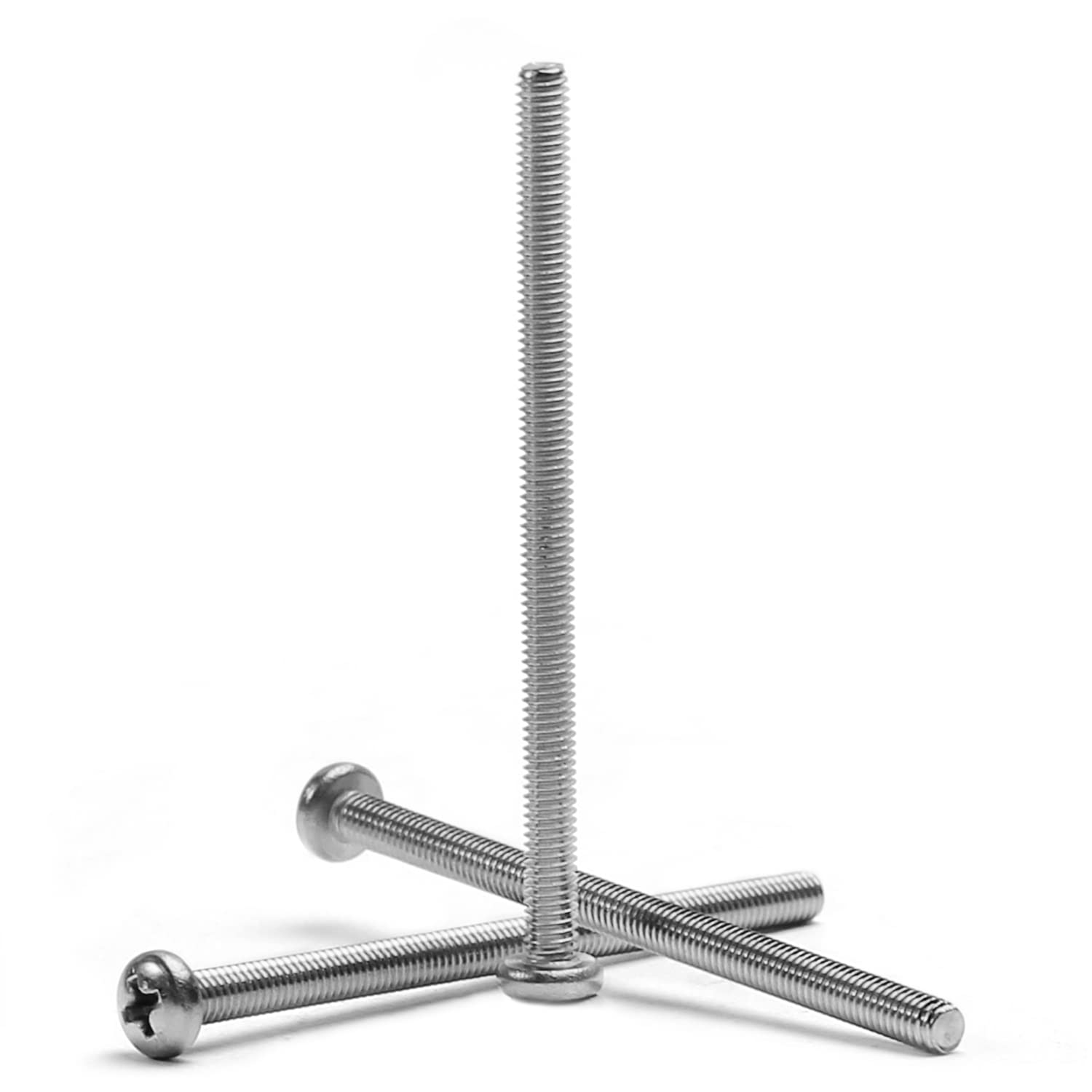 MroMax 20Pcs M4 x 65mm Pan Head Phillips Machine Screws, 304 Stainless Steel 18-8, Fully Thread, Metric Silver Gray Cross Head Screws Bolts for