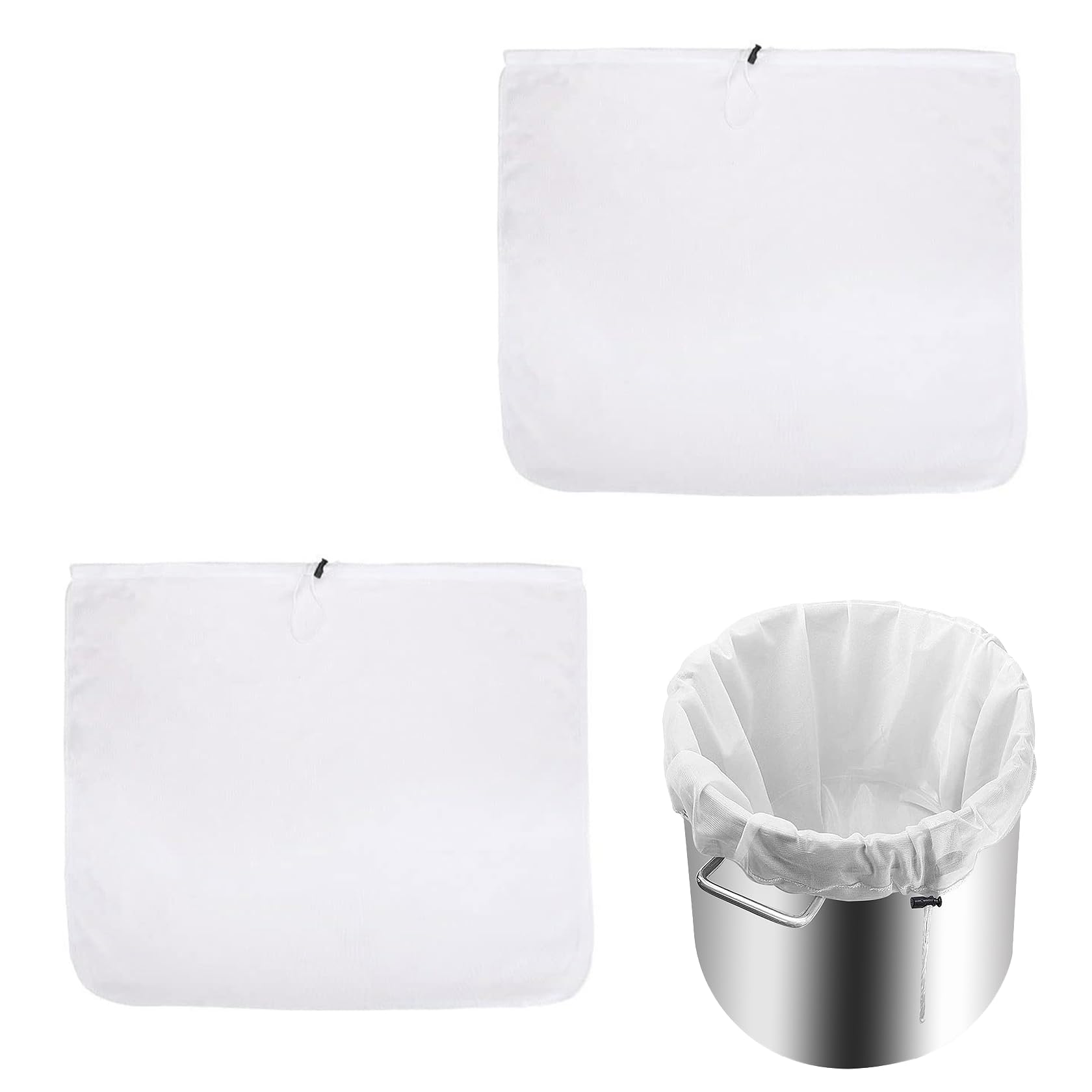 2 Pcs Straining Bag,Nut Milk Bag,Jelly Bags for Straining Jam Cooking,Reusable Fine Mesh Brew Filter Bags,18x16 Inch Food Grade Drawstring Strainer Cloths for Making Cheese,Home Brewing Wine,Juice