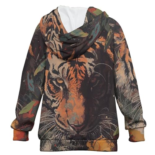 Tiger HuntingChildren's Raglan Sleeve Hoodie, Suitable for Home And Outdoor Use10-11Y2