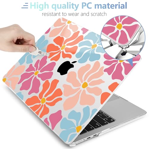 Image of MEEgoodo Case for M5 /M4 /M3 /M2 MacBook Air 13 inch 2026 2025 2024 2022, Fit Model A3449 /A3240 /A3113 /A2681, Case Compatible with MacBook Air 13.6-inch, Minimalist Style Floral