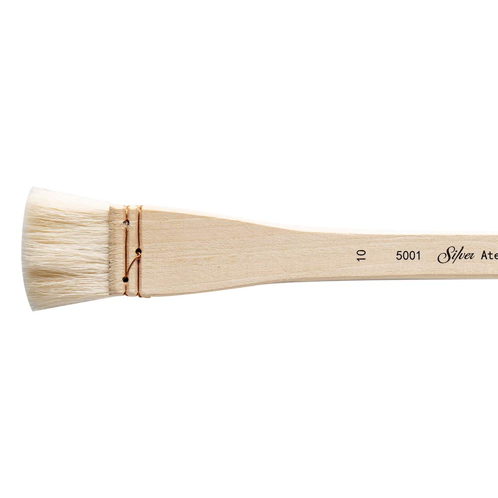 Silver Brush : Atelier Hake : Long Handle : Flat : Size 10 : 30mm Wide