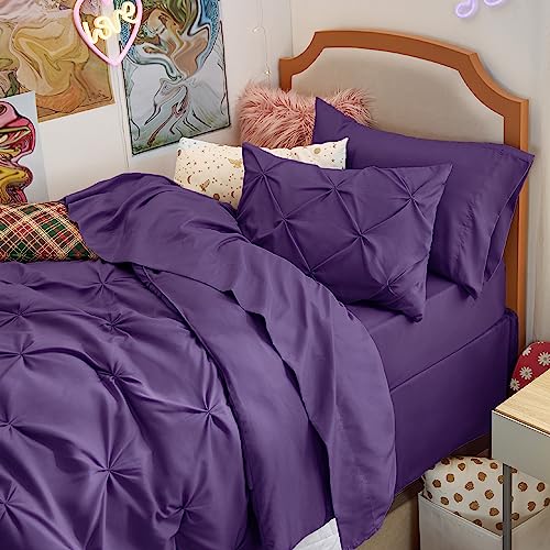 Image of Bedsure Twin XL Comforter Set Purple - Dorm Room Essentials, Extra Long Twin XL Bedding Set with Sheets, All Season Down Alternative Comforter with Sheets, Pillowcase & Sham