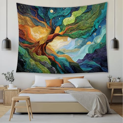 Tenture murale effet 3D motif paysage abstrait multicolore - 3