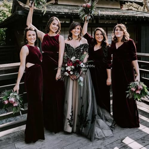 Ftupza Gothic Black Wedding Dresses for Bride V-Neck Lace Applique Off Shoulder Wedding Gown Tulle A-line Elegant Prom Gowns3