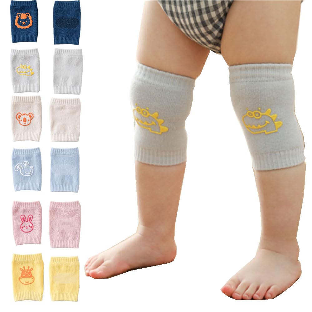 DZOZO 6 Pairs Baby Crawling Knee Pads Anti-Slip Toddler Knee Protectors Unsex Baby Peotective Crawling Knee Pads for Walking Boys Girls Kids Best Infant Gift