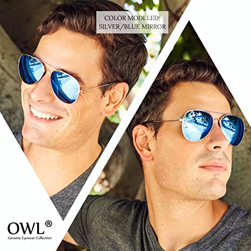OWL 12 Pairs Bulk Unisex Aviator Sunglasses Gold Metal Frame Colored Mirror Lens UV400 Protection4