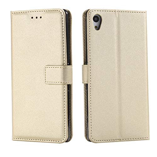 Rfvzubemok Compatible with Sony Xperia Z4 Wallet Magnetic Closure Case Cover,Compatible with Sony Xperia Z4 Flip Kickstand Case Golden