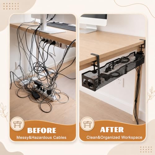 Kit de 98 piezas para gestión de cables, organizador de cables sin taladro de 25 pulgadas bajo escritorio con clips y 70 lazos de gancho y bucle para escritorio de pie, hogar, oficina y gaming miniatura 5