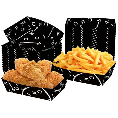 hogtnd Paquete de 24 recipientes para suministros de fiesta de fútbol, platos de comida, perfectos para celebración del día del juego y eventos, suministros de fiesta de fútbol