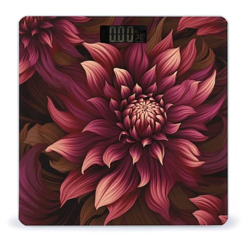Báscula Digital de Baño con Diseño Floral en Vidrio Templado miniatura 1