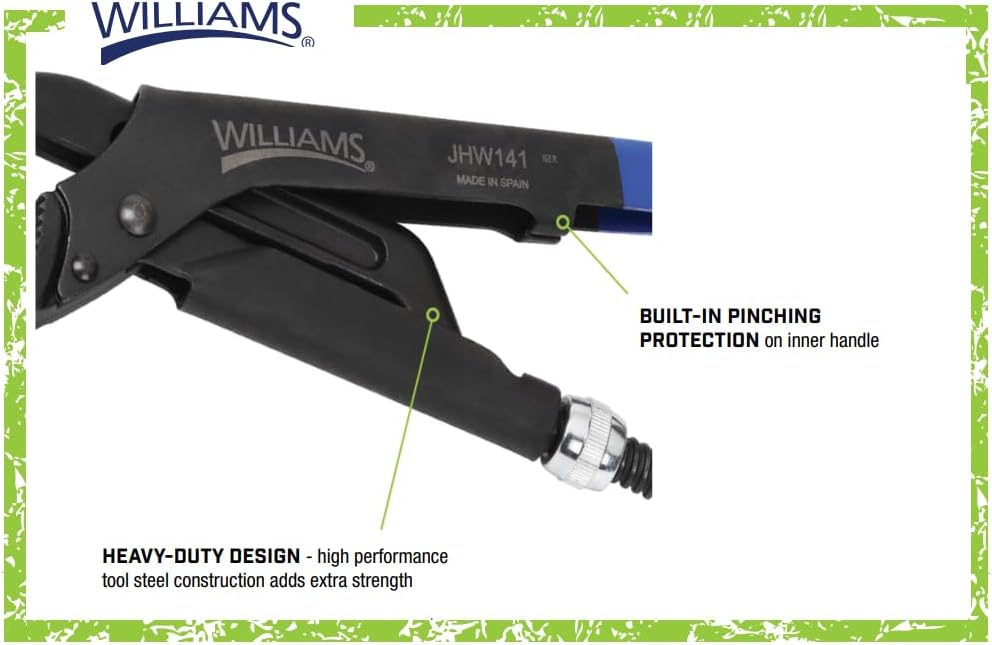 Williams JHW142 Universal Pipe Wrench, 14-1/2" Overall Length with a Maximum Jaw Opening of 2-1/16"