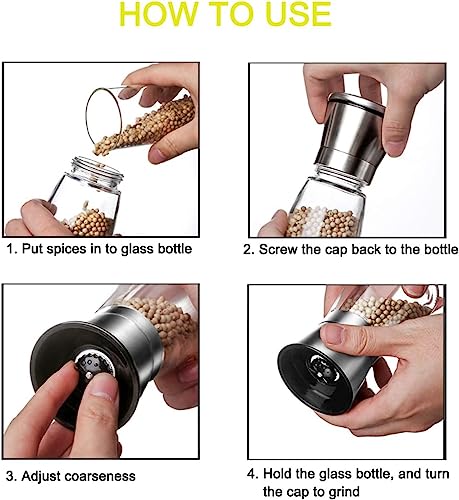 Image of Jamboree Pepper Grinder Classic Oak Wood Spicy Pepper Salt Corn Mill Grinder Wooden, Ceramic Traditional Pepper Mill (Silver)