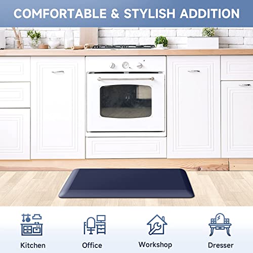 Image of StepRite 4 /5 Inch Thick Kitchen Mat Anti Fatigue Mat Kitchen Rugs Kitchen Decor Non-Slip, Stain & Water Resistant, Kitchen Mats Desk Mat for Kitchen, Office, Workshop, Blue, 17'' x 28''