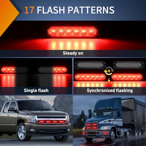 Image of Nilight 6LED Emergency Strobe Lights 4PCS Red