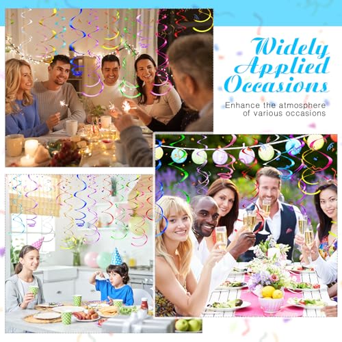 Image of 36 Pcs Hanging Swirl Party Decorations Plastic Streamer Swirls Spiral Party Decorations for Ceiling Birthday Wedding Baby Shower Graduation(Multicolored)