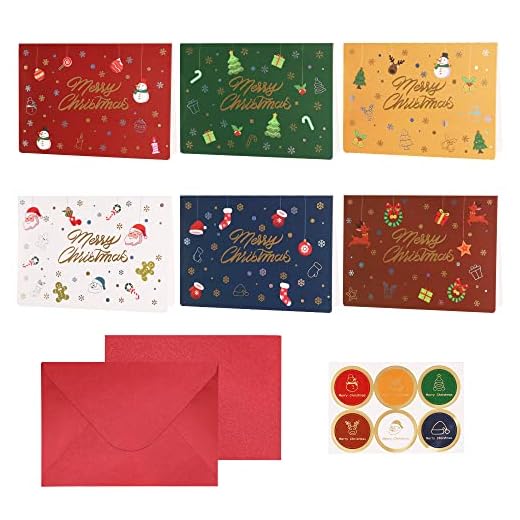 18 Pezzi, Biglietti di Auguri di Natale Piegati con Buste - 6 Motivi, 165 x 115 mm - Semplice ed Elegante per Famiglia, Amici e Affari