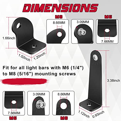 2 Pack Light Bar Mounting Brackets,Offroadtown Side Mounting Brackets For Single Row Light Bar Straight Or Curved Led Light Bar Universal Side Mounted Brackets Kit For Offroad Truck Jeep #TOP1
