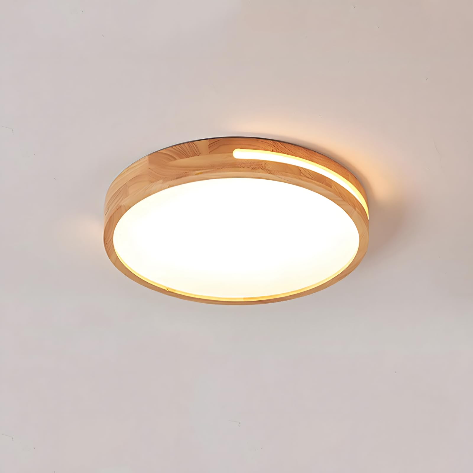 LED-Deckenleuchte aus Holz, Warmweiß 3000K 1620lm 18W, Ø30cm Runde Deckenleuchte aus Holz, Aushöhlen Design Auf Zwei Seiten, Schlafzimmer Wohnzimmer Kinderzimmer (NICHT Dimmbar)