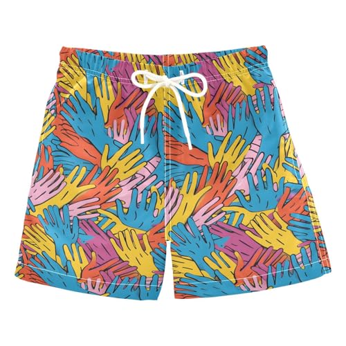 ALAZA Colorful Hand Boys Quick Dry Beach Board Shorts Kids Swim Trunks Bathing Suit Swimsuit 3T