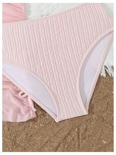 Girl's Padded Halter Bathing Suit Wireless Swimsuit with Cover Up Skirt 3 Piece Swimwear Set4