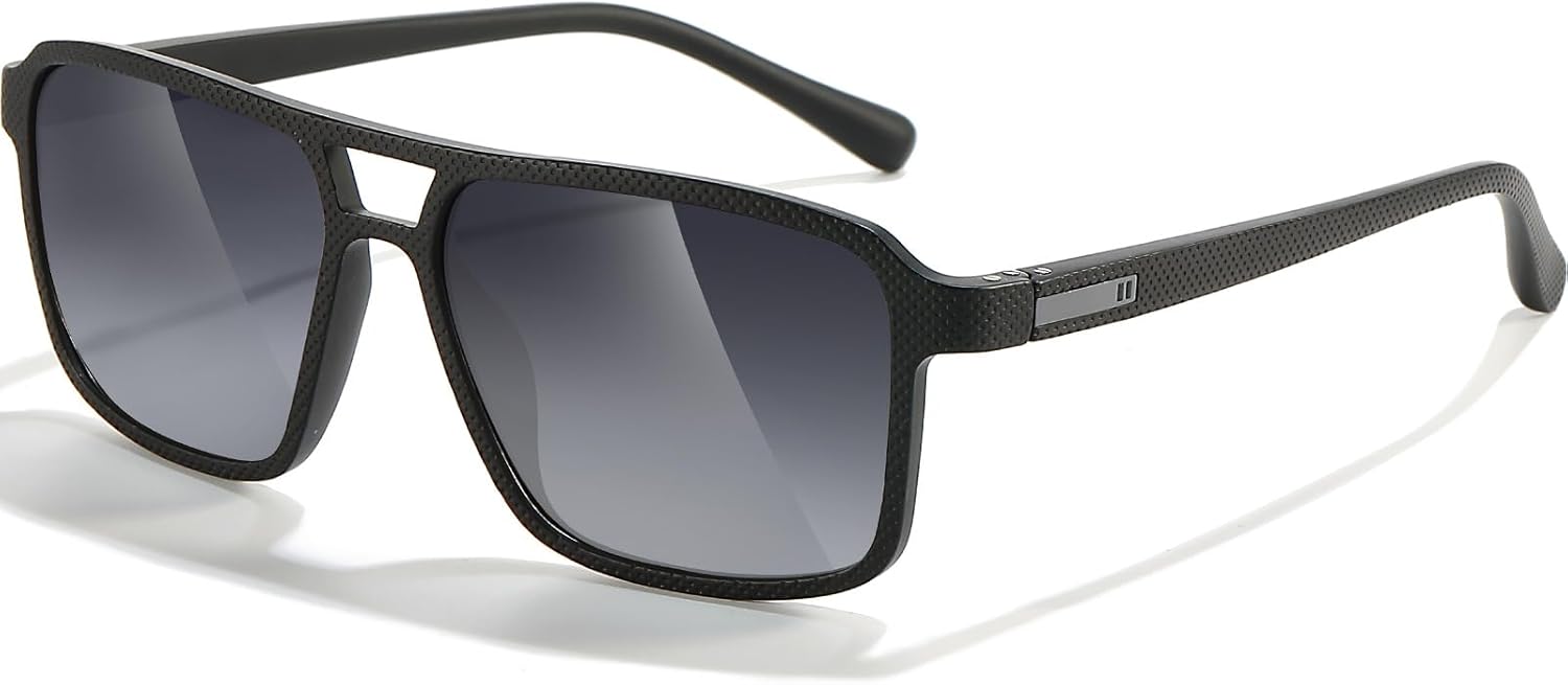 Gradient Square Aviator Sunglasses for Men Polarized UV Protection Driving Trendy Pilot Sun Glasses Shades 90s Retro