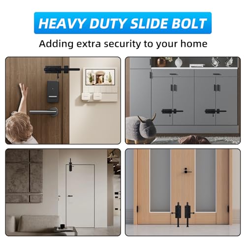 Image of Barrel Bolt Latch, 7.9 inch Heavy Duty Gate Latch Slide Lock Solid 304 Stainless Steel Bolt Lock for Inside Door, Finished Shed Door Latch (Black)