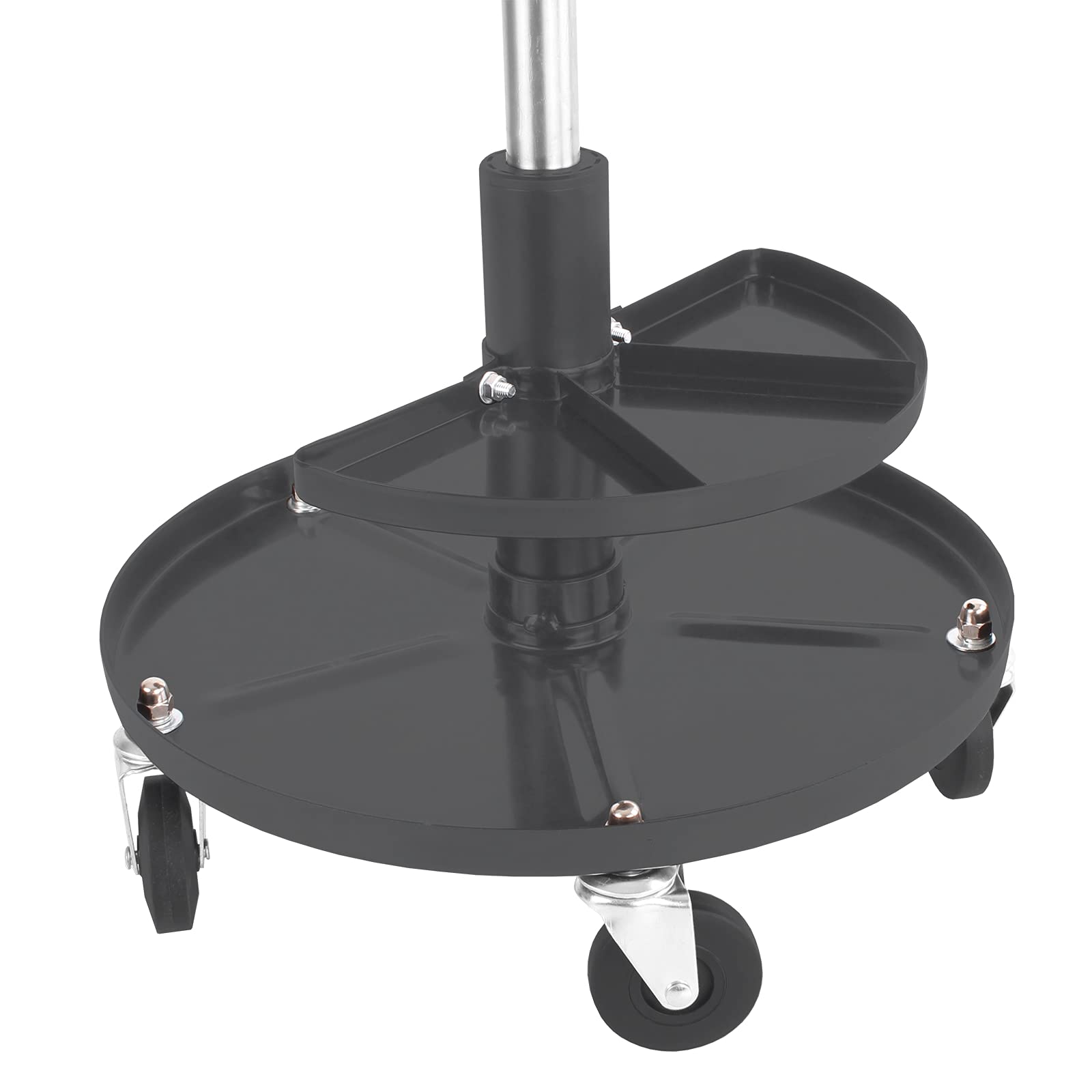TECPO Werkstatthocker mit Zwei Ablagen 135 Kg Tragfähigkeit 390-520mm Höhe Rollsitz Rollhocker Werkstatt Arbeits Hocker mit Rollen höhenverstellbar Sitz