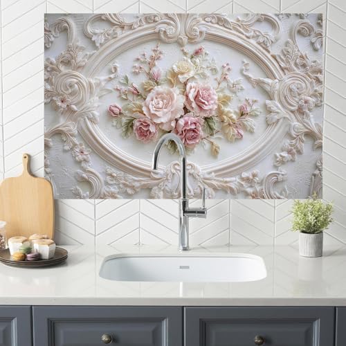 Image of Baroque Rose Kitchen Backsplash Peel and Stick, 35.4x23.6 in