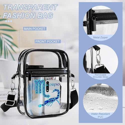 Scorpio Clear Crossbody Bag Stadium Bag Adjustable Side Shoulder Bags Messenger Bag with 2 Compartments4