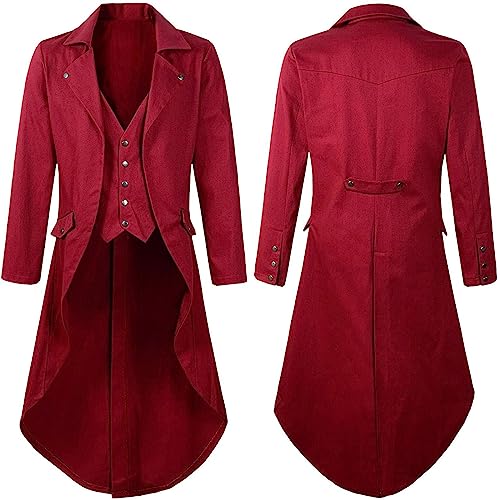 NUSGEAR Chaqueta Hombre Esmoquin Halloween Vintage Abrigo largo