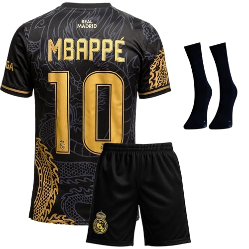 Gokaynex Mbappe R.Madrid #9 Dragón Retro Edición Limitada, Camiseta para niños y pantalones cortos, camiseta deportiva de fútbol, camiseta de entrenamiento, camiseta para niños, camiseta corta para