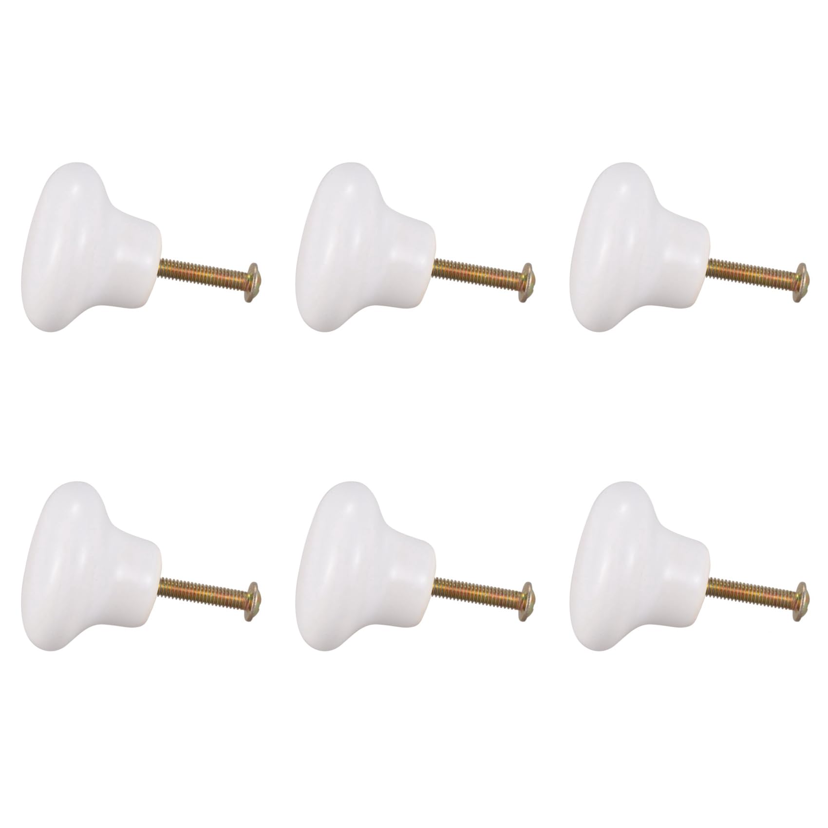 Jnchdghwa White 6Pcs Ceramic Door Round Handles Kitchen Cabinet Cupboard Wardrobe Pull Knobs S