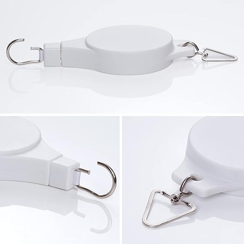 Miniatura 5 de Paquete de 4 poleas retráctiles para plantas, polea de fácil alcance, rueda de altura ajustable para colgar plantas, resistente, colgador de plantas