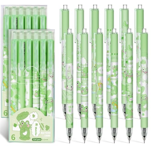 Set de 12 bolígrafos gel retráctiles con diseño de rana y tinta negra miniatura 1