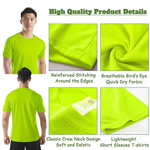 Men’s Neon Short Sleeve T-Shirts Custom Logo Dry Fit Tshirts Sun Protection Work Shirts Athletic Construction Outdoor Activewear For Men And Women Yellow #TOP2