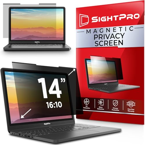 SightPro Magnetic Laptop Privacy Screen 14 Inch 16:10 - Removable Computer Privacy Filter Shield and Protector