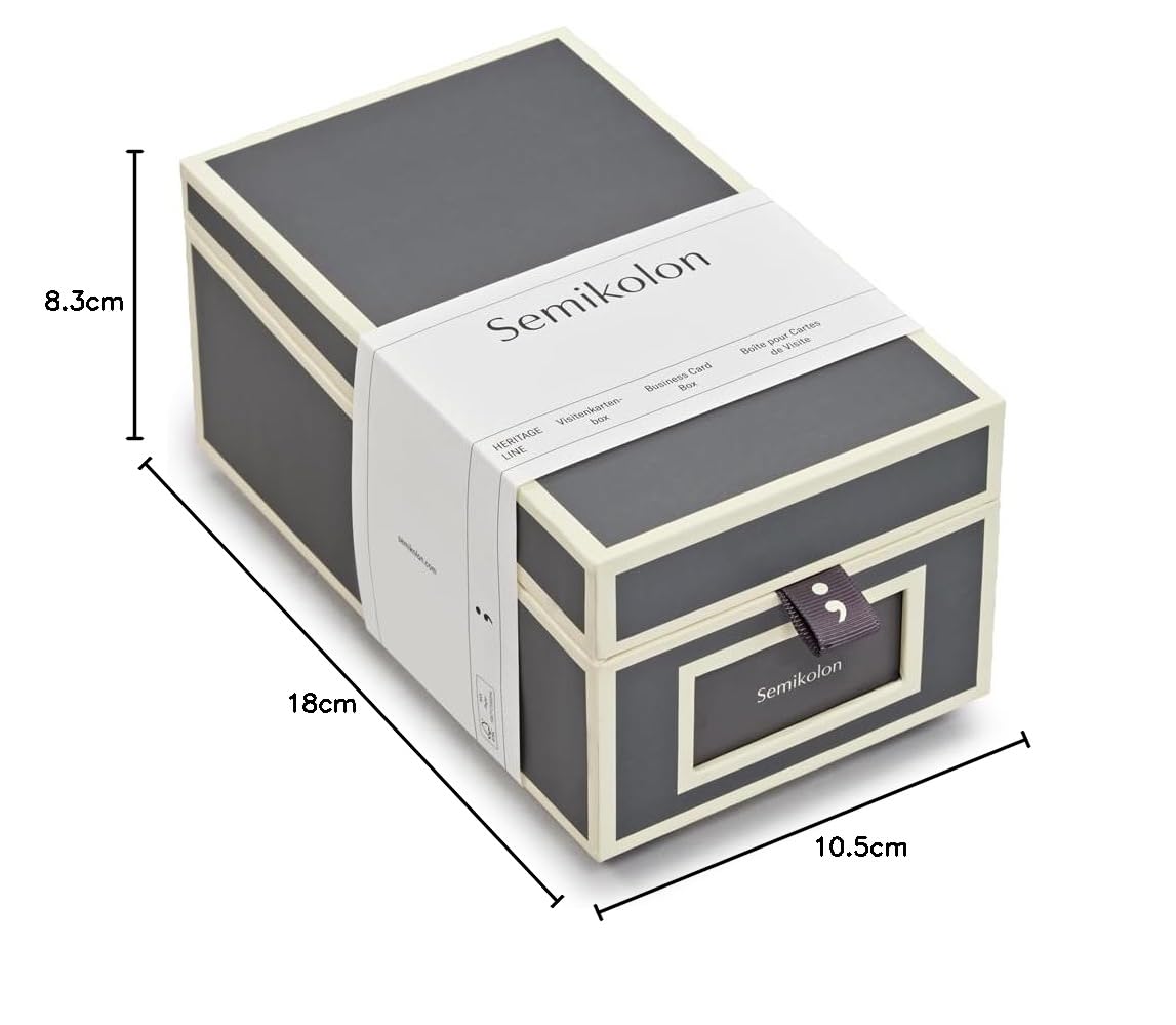 Semikolon 370085 Visitenkartenbox - alphabetisches Register - 10,5 x 18 x 8,3 cm - Business-Card-Box - lava stone grau