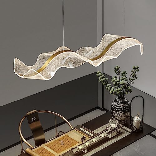 Sponsored Ad – LED Reception Hall Pendant Lamp Modern with Remote Control Dimmable Dining Table Chandelier Wave Ceiling Lights Height Adjustable for Foreground Club Restaurant Pendant Lamp (L100cm)