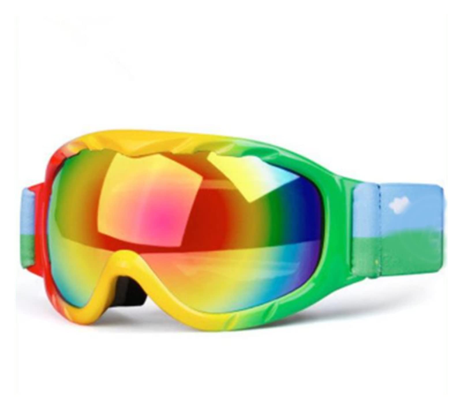 QINQIN Lunettes de Ski Fit for Les Enfants Lunettes de Ski Sports d'hiver Verres de Ski Kids Double lentille Anti-Fog Snowboard Motocross Goggles Ski (Color : Red Yellow Green)