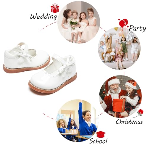 Image of PHIRAMIN Toddler Girl Mary Jane Student Oxford Shoes-Little Girl School Uniform Shoes for Wedding Party