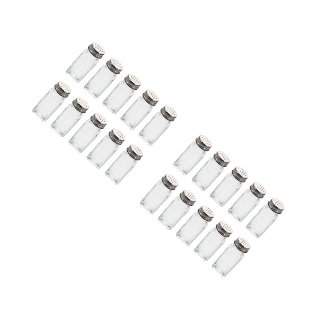 Cabilock 2sets 10pcs Glass Spice Containers Lightweight Reusable Condiment Bottles for Kitchen Seasoning Easy to Clean Safe Material Space Saving Design 10pcs*2