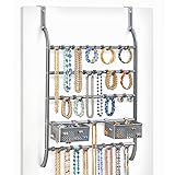 Lynk Over Door Or Wall Mount Jewelry Organizer Rack, Platinum