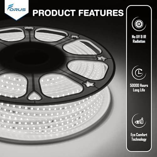 Image of Forus LED Rope Light 4 Meter Outdoor Waterproof Decorative Cove Lights for Ceiling, Balcony, Home Decor, Interior Decoration, Flexible Profile Light for Diwali, Christmas - White