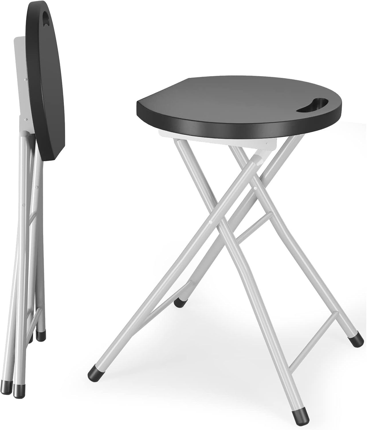 GYMAX Folding Stool, 28 Inch Portable Collapsible Bar Stool with Builtin Handle & Steel Frame