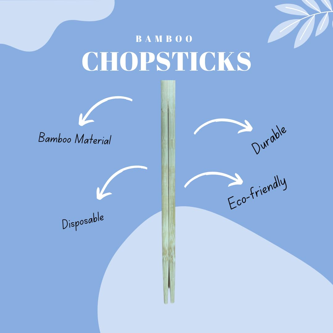 H & Co Disposable Bamboo Chopsticks, 21cm - 50 works, Durable, Lightweight, Eco-Friendly - Smooth Finish for Home & Restaurant Use - Image 2