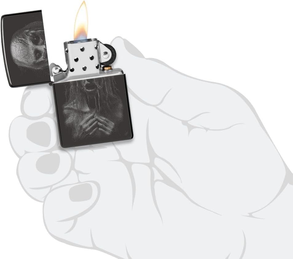 Encendedor Zippo personalizado diseño monstruo negro brillo miniatura 5