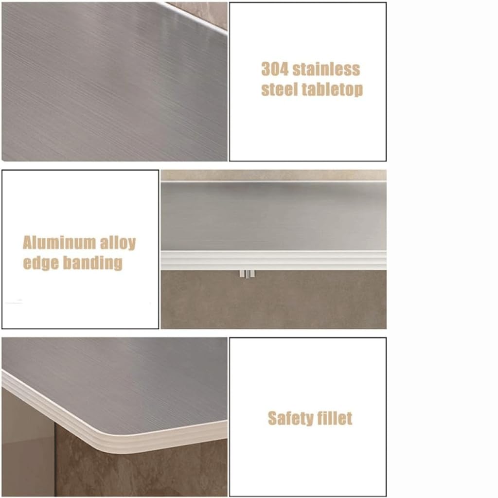 Mesa de Corte Plegable de Acero Inoxidable, Mesa de Comedor de Cocina montada en la Pared, Mesa de Comedor montada en la Pared