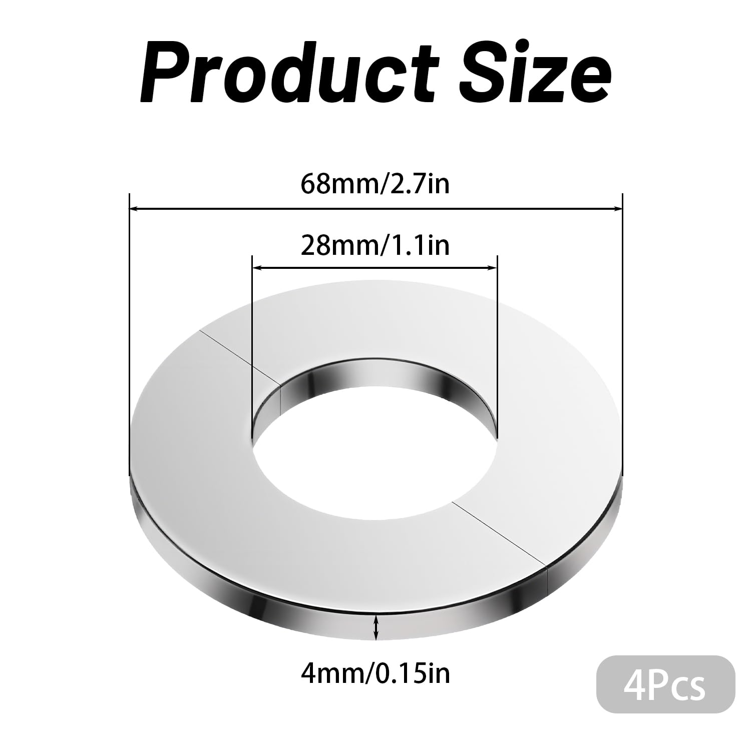 Set di 4 Coperture per Tubo, Flangia a Rosetta Autoadesiva in Acciaio Inossidabile, Coperture Decorative per Fori a Parete (Diametro 28 mm)