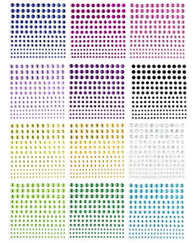 ZAMXHUG Glitzersteine Gesicht - Glitzersteine Selbstklebend,2000+ Stück Strasssteine Selbstklebend Gesicht, Selbstklebende Dekosteine für Gesichts Make Up, Nail Deko, Kinder Handwerke